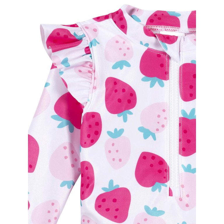 Gerber Baby & Toddler Girl One Piece Long Sleeve Swimsuit Rash Guard with UPF 50+ (0/3M - 5T) | Walmart (US)