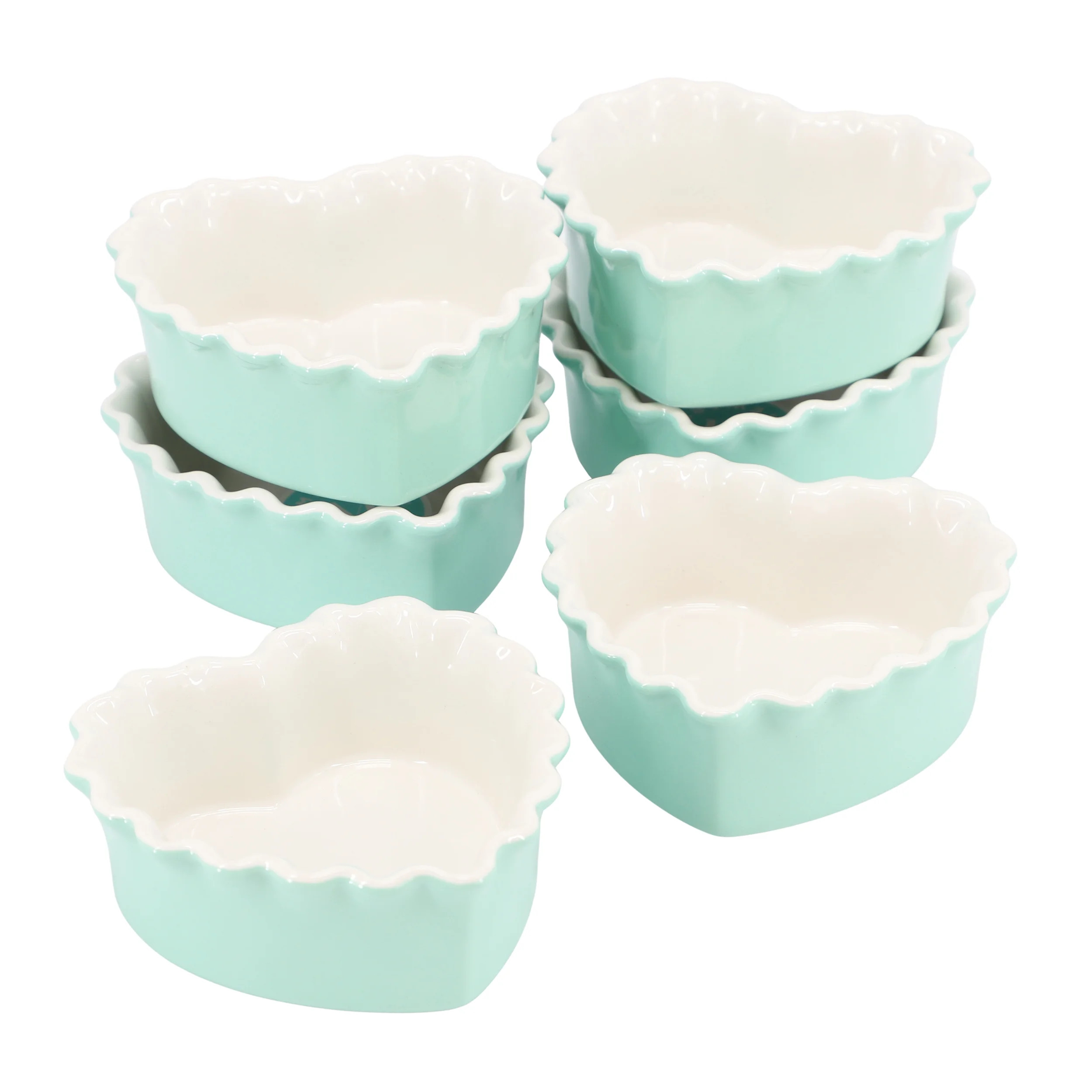 Martha Stewart Hartley 6 Piece 4.1" Stoneware Heart Shape Baker Set in Blue | Walmart (US)