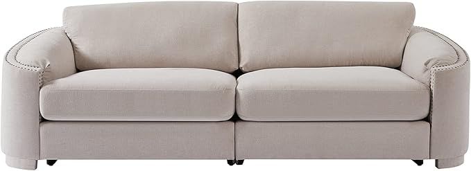 Merax Sofa with Semilunar Arm, Rivet Detailing, and Solid Frame for Living Room, 3, Beige | Amazon (US)