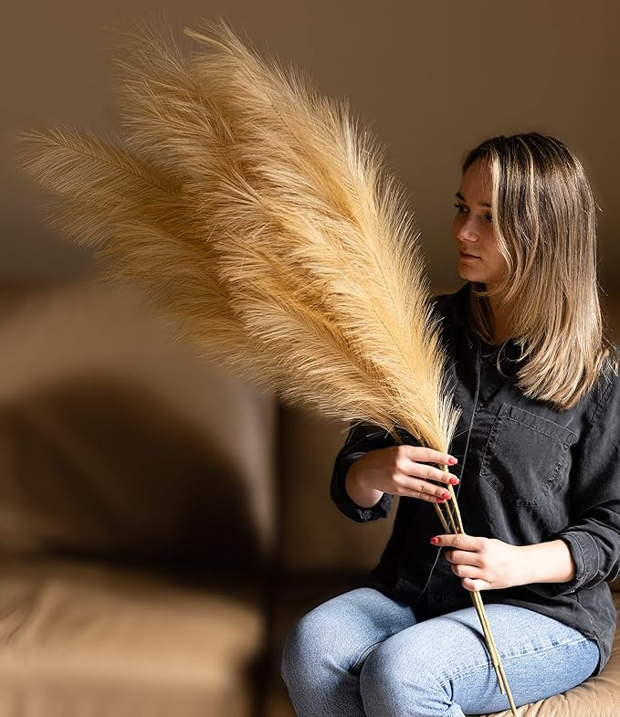 Faux Pampas Grass Tall for Floor Vase Filler - 3Pcs & 43"/110cm Large Pampas Grass Artificial - B... | Amazon (US)