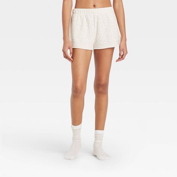 Women's Leopard Print Fleece Lounge Shorts - Colsie™ White | Target