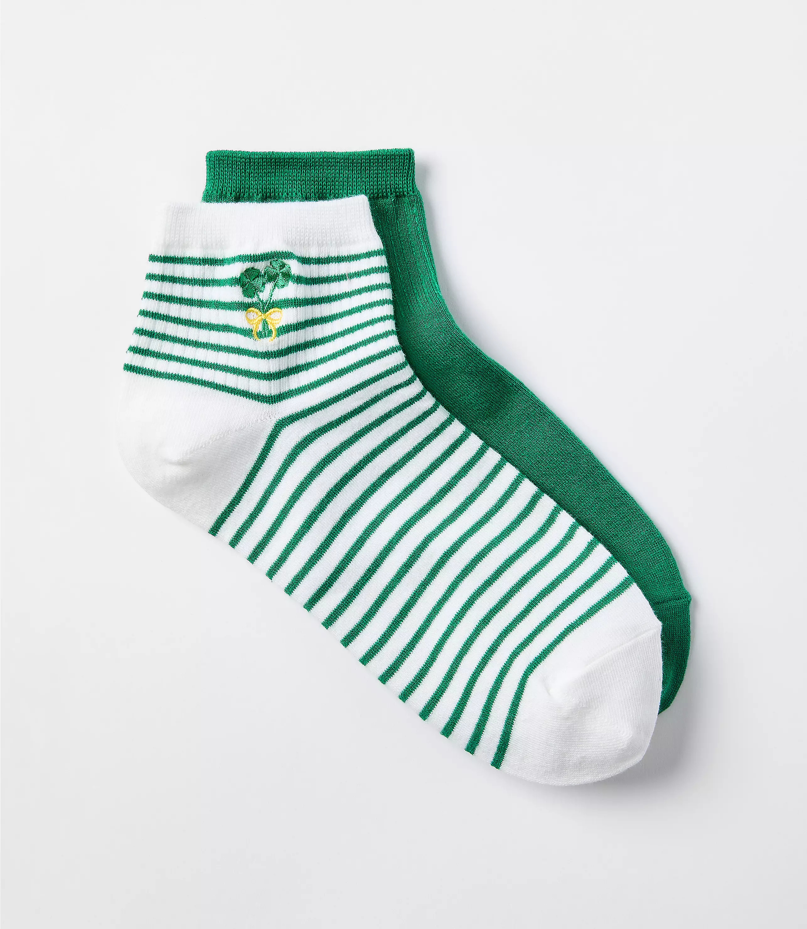 Clover Stripe & Solid Ankle Sock Set | LOFT
