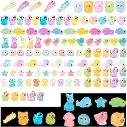 110 Pcs Luminous Mini Resin Animals Tiny Animals Figures Glow in The Dark Bulk for Miniature Fair... | Amazon (US)
