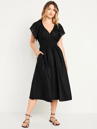 Waist-Defined Midi Dress | Old Navy (CA)