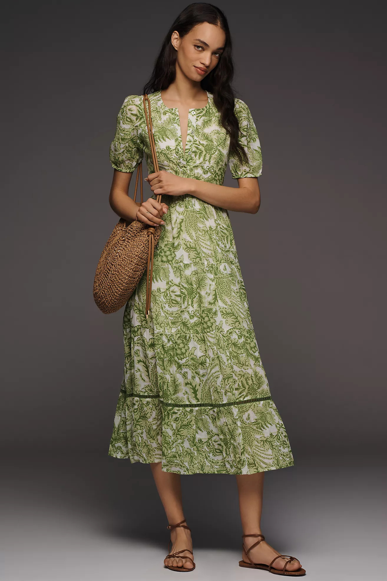 Ro's Garden Daphne 100% Cotton Midi Dress | Anthropologie (US)
