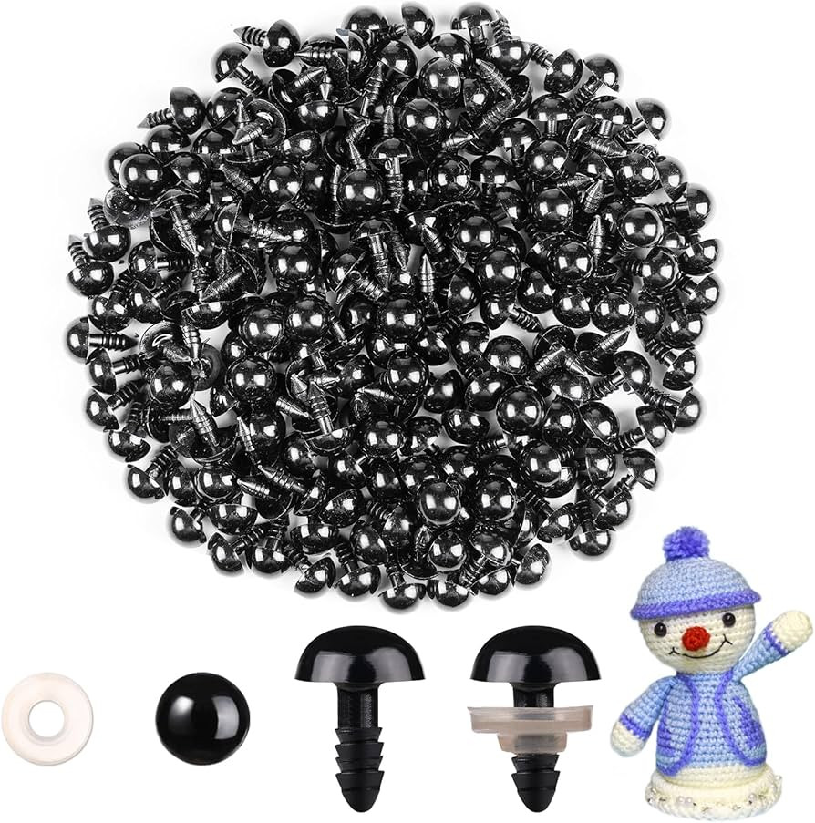 MUCUNNIA 200pcs 12mm Safety Eyes for Amigurumi with Washers Plastic Black Safety Eyes for Crochet... | Amazon (US)
