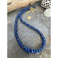 Beautiful Blue Lapiz Lazuli Gemstone Beaded Necklace | Etsy (US)