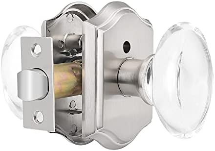 Probrico Oval Crystal Door Knob with Lock, Heavy Duty Clear Glass Bed/Bath Privacy Lock with Sati... | Amazon (US)