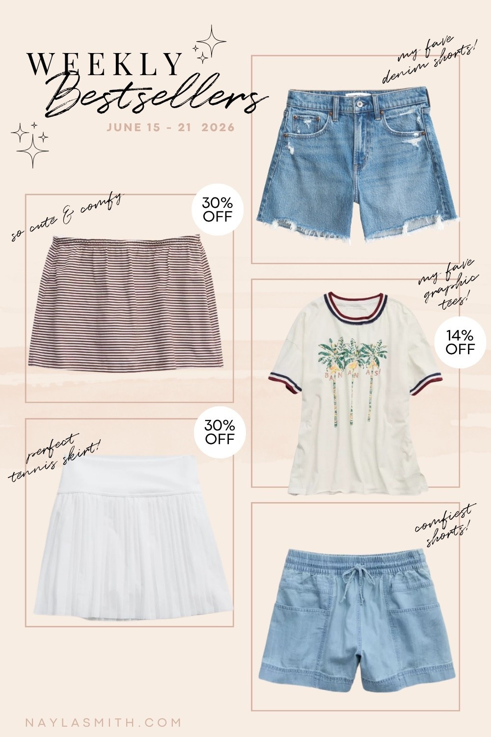 Weekly Bestsellers!! Striped mini skort (I wear L), my fave denim shorts (I sized up to 32 for a looser fit), summer graphic tees (I wear L), comfy pull on chambray shorts (I wear L), white pleated tennis skirt (I wear M bc I bought years ago, if I was ordering now I’d get L but M still fits)

#LTKsummer #LTKsale