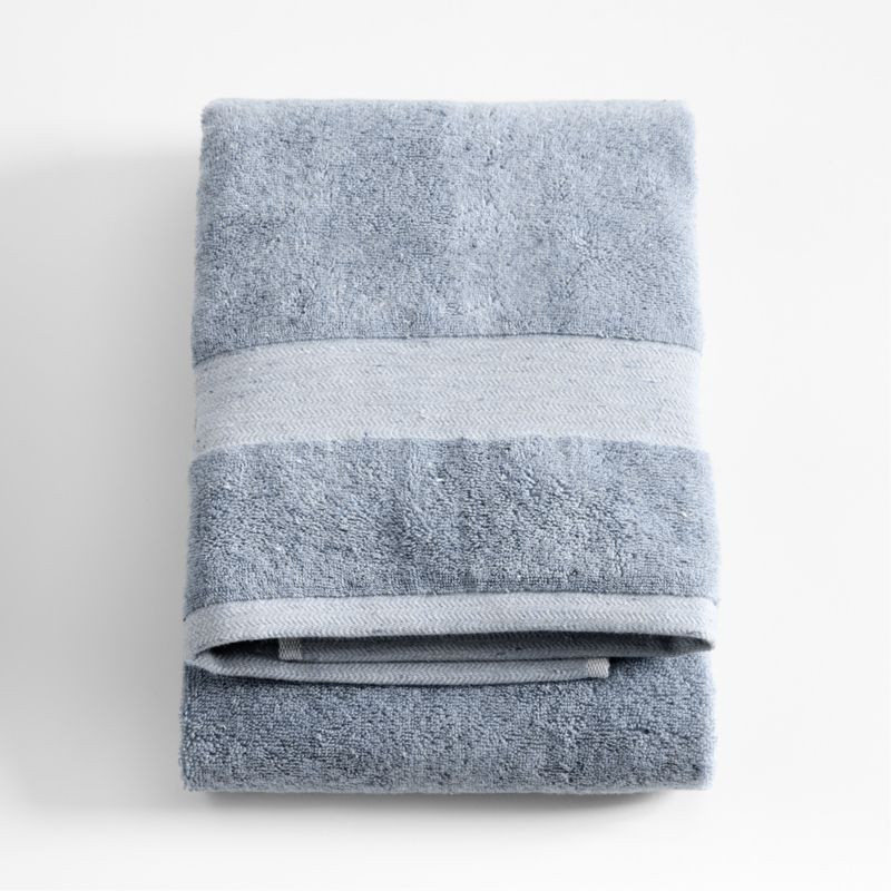 Organic Turkish Cotton Fleck Smoke Blue Bath Towel + Reviews | Crate & Barrel | Crate & Barrel
