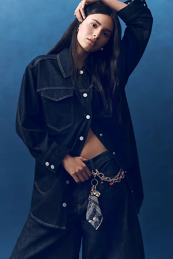 The Tillie Relaxed Denim Shacket by Pilcro | Anthropologie (US)
