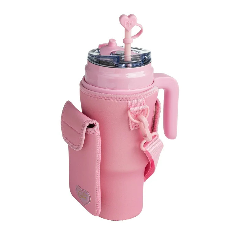 Paris Hilton 40 Ounce Insulated Tumbler with Removable Handle and Neoprene Carrier, Pink | Walmart (US)