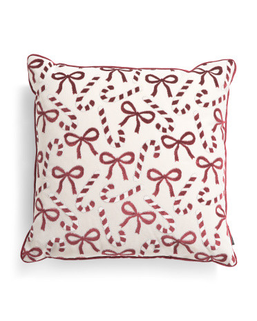 20x20 Xmas Time Candy Canes Bows Pillow | TJ Maxx