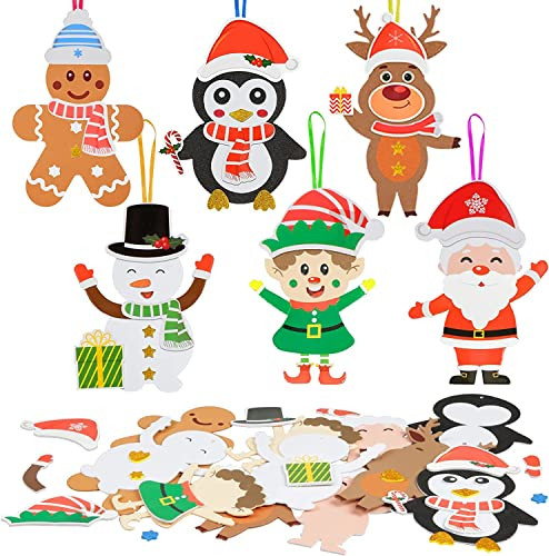 Fennoral 12 Pack Christmas Crafts for Kids Christmas Foam Stickers with Snowman Penguin Santa Claus Elf Gingerbread Man Reindeer Pattern Christmas Arts and Crafts DIY for Kids Boys Girls | Amazon (US)