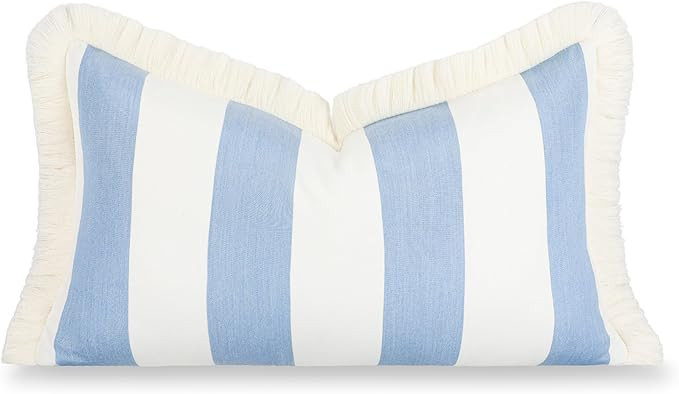Hofdeco Premium Coastal Hampton Outdoor Performance Lumbar Pillow Cover Only, 12"x20" Water Repel... | Amazon (US)