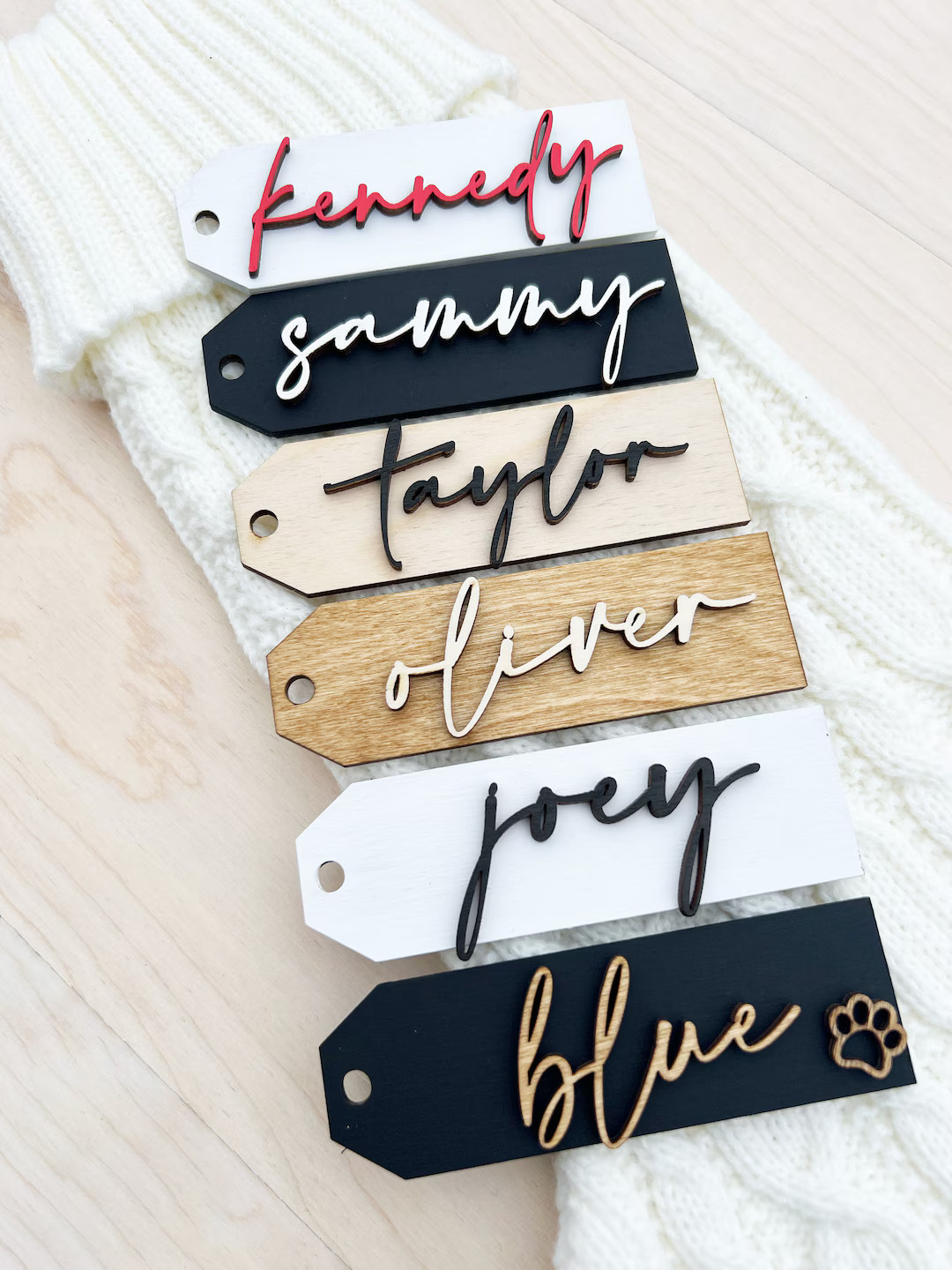 Personalized Stocking Tags Wooden Name Tags Christmas - Etsy | Etsy (US)