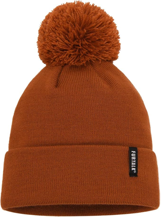 FURTALK Toddler Winter Hat Baby Boys Girls Pom Pom Beanie Hat Double Layer Kids Knit Winter Pom H... | Amazon (US)