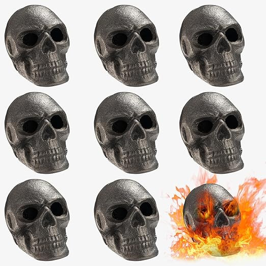 Metal Fireproof Fire Pit Skulls | Set of 8 | Spooky Halloween Ceramic Skeleton Props, Reusable Go... | Amazon (US)