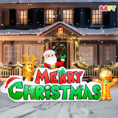 Joyfy 5-ft Lighted Merry Christmas Inflatable | Lowe's