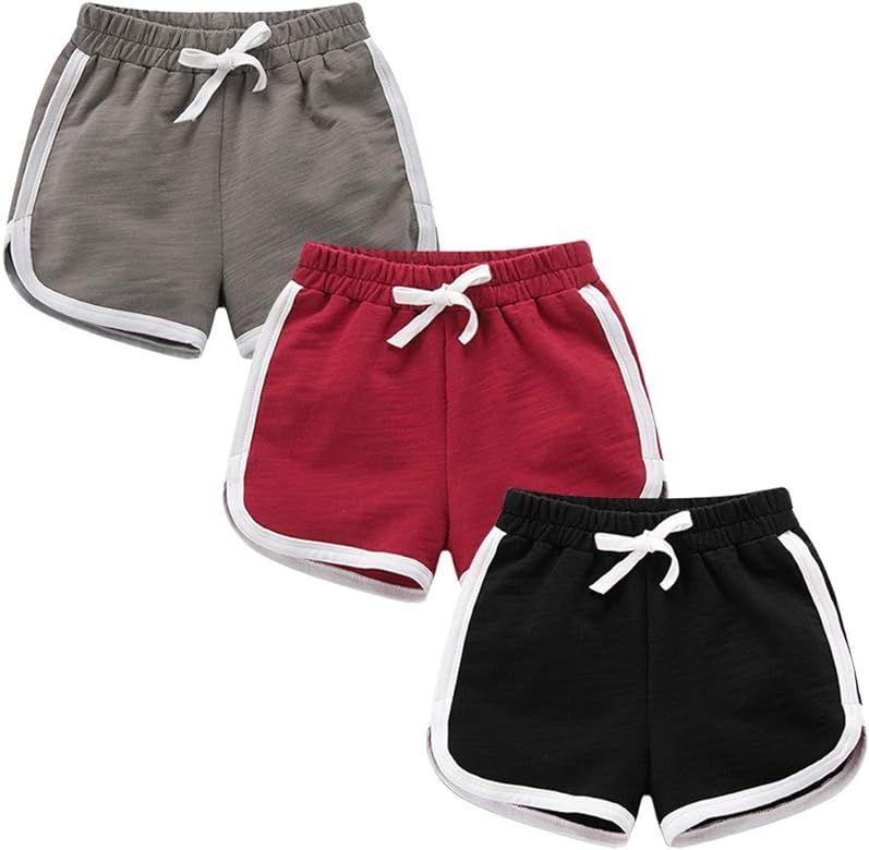 Girls 3 Pack Running Athletic Cotton Shorts Baby Kids Gym Workout Fashion Dolphin Sports Shorts | Amazon (US)