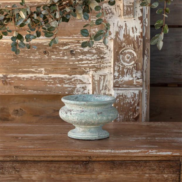 Antiqued Elegance Footed Urn Pot 8 Inch | Antique Farm House