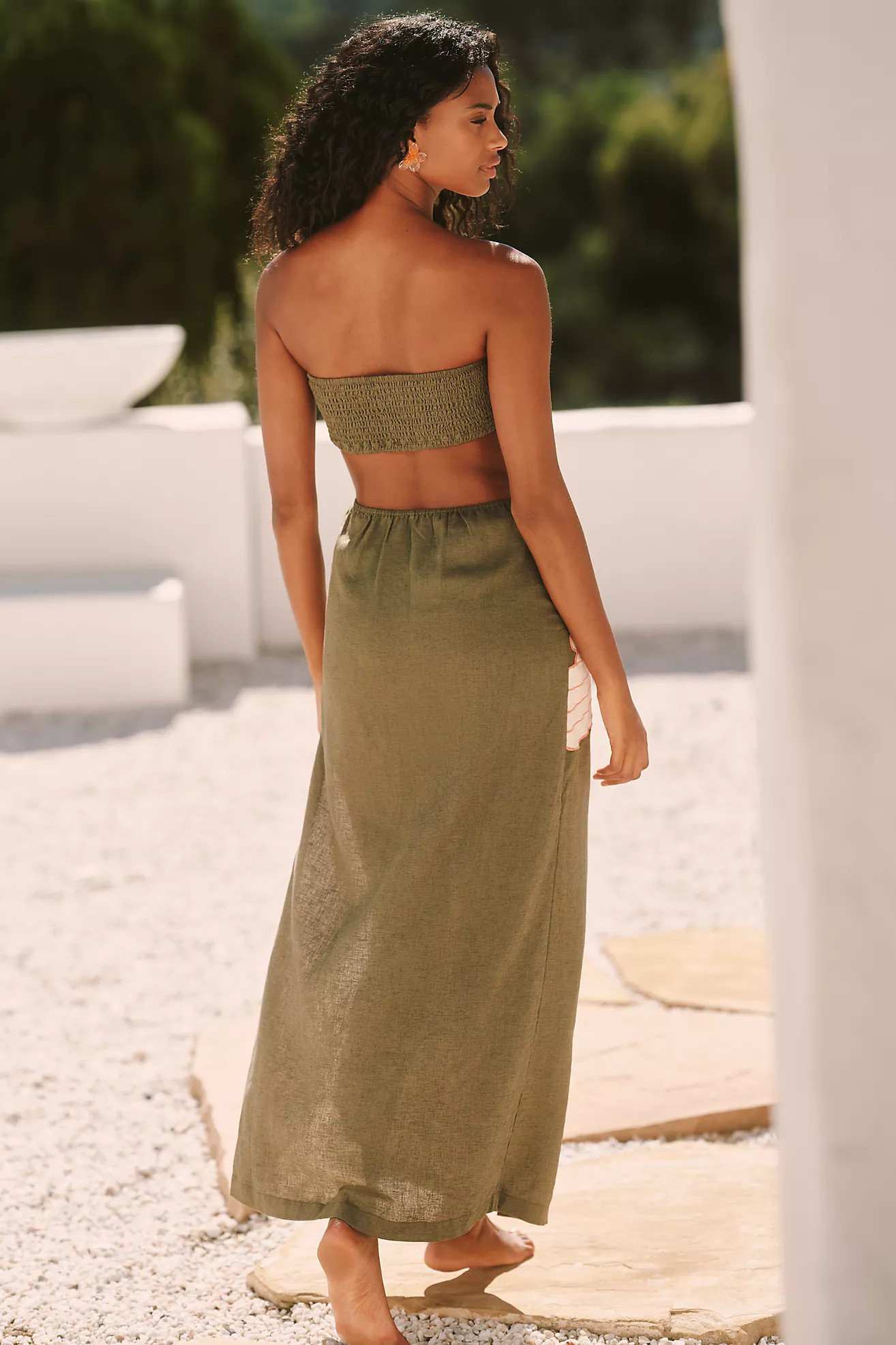 The Aliza Strapless Linen Blend Maxi Dress | Anthropologie (US)
