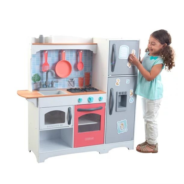 KidKraft Mosaic Magnetic Play Kitchen with EZ Kraft Assembly™ - Coral - Walmart.com | Walmart (US)
