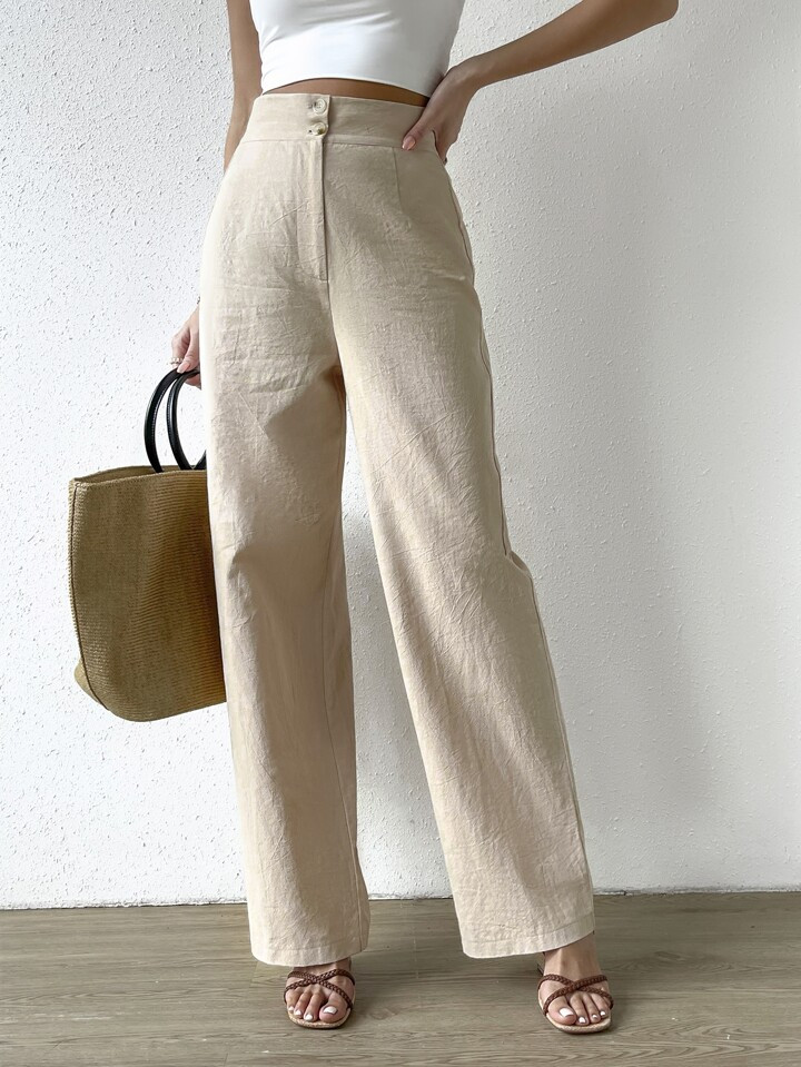 SHEIN Clasi High Waist Straight Leg Pants | SHEIN