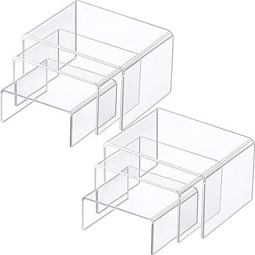 Chuangdi 2 Sets Acrylic Display Risers Stand, Jewelry Display Riser Shelf Showcase Fixtures | Amazon (US)