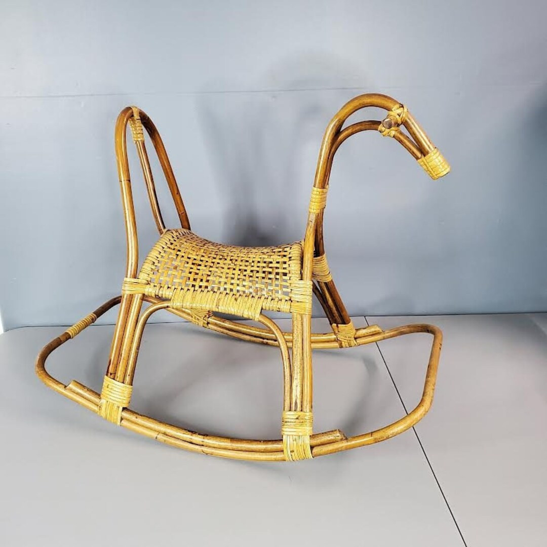 Franco Albini Style Rattan Rocking Horse please Read Shipping Info in Description - Etsy | Etsy (US)