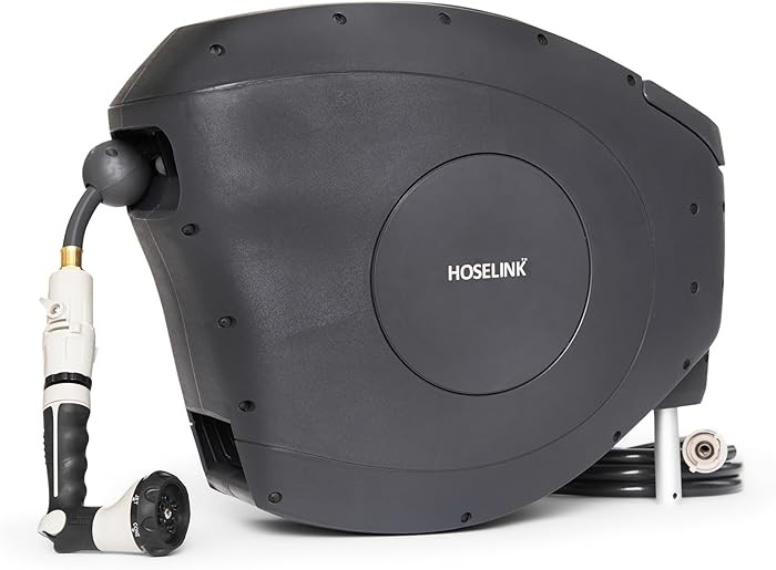 HOSELINK Classic Charcoal 82ft Hi-Flow Automatic Retractable Hi-Flow Garden Hose Reel, 9/16\u201d... | Amazon (US)
