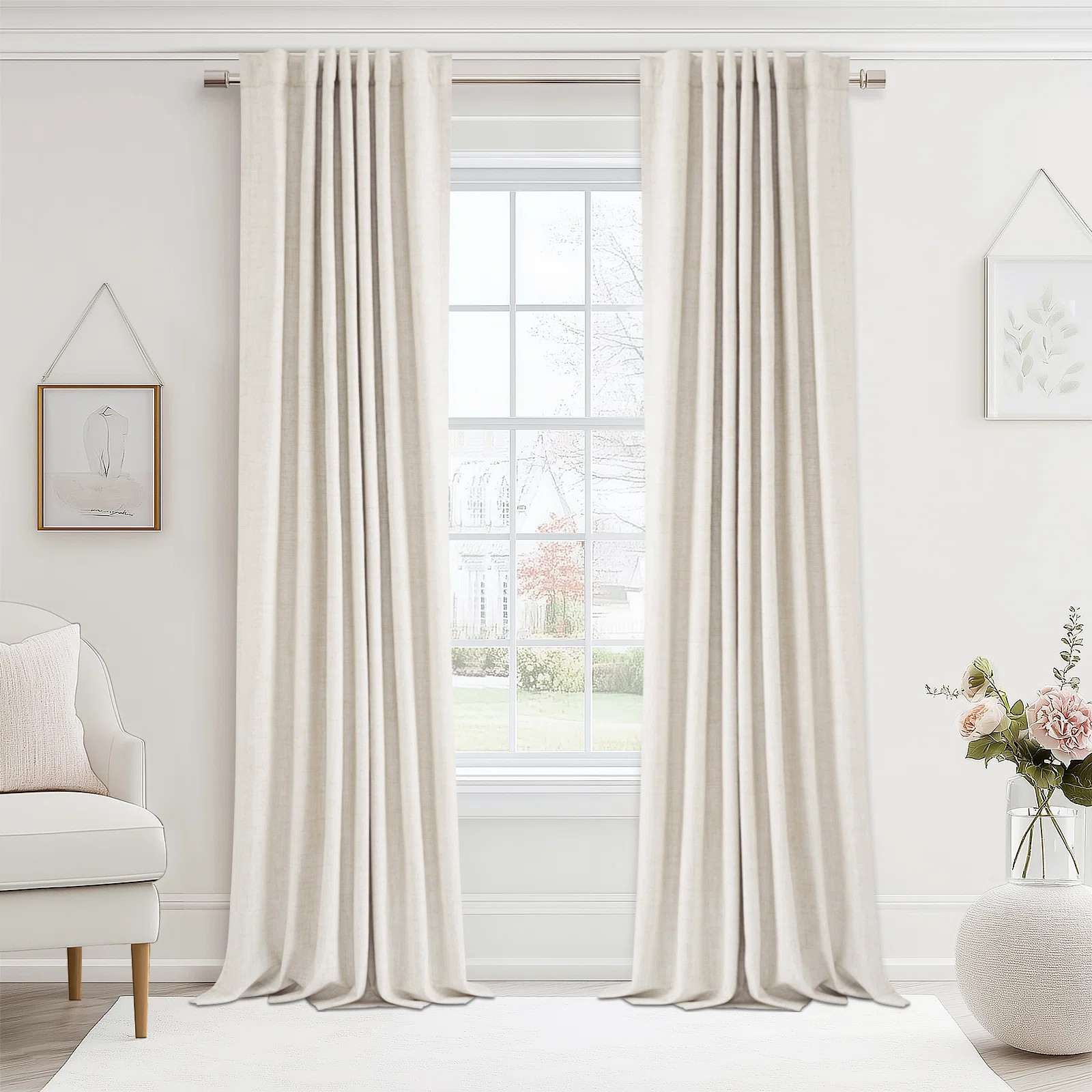 Latitude Run® 100% Blackout Linen Textured Curtains Solid Thermal Insulated  Drapes for Bedroom ... | Wayfair North America