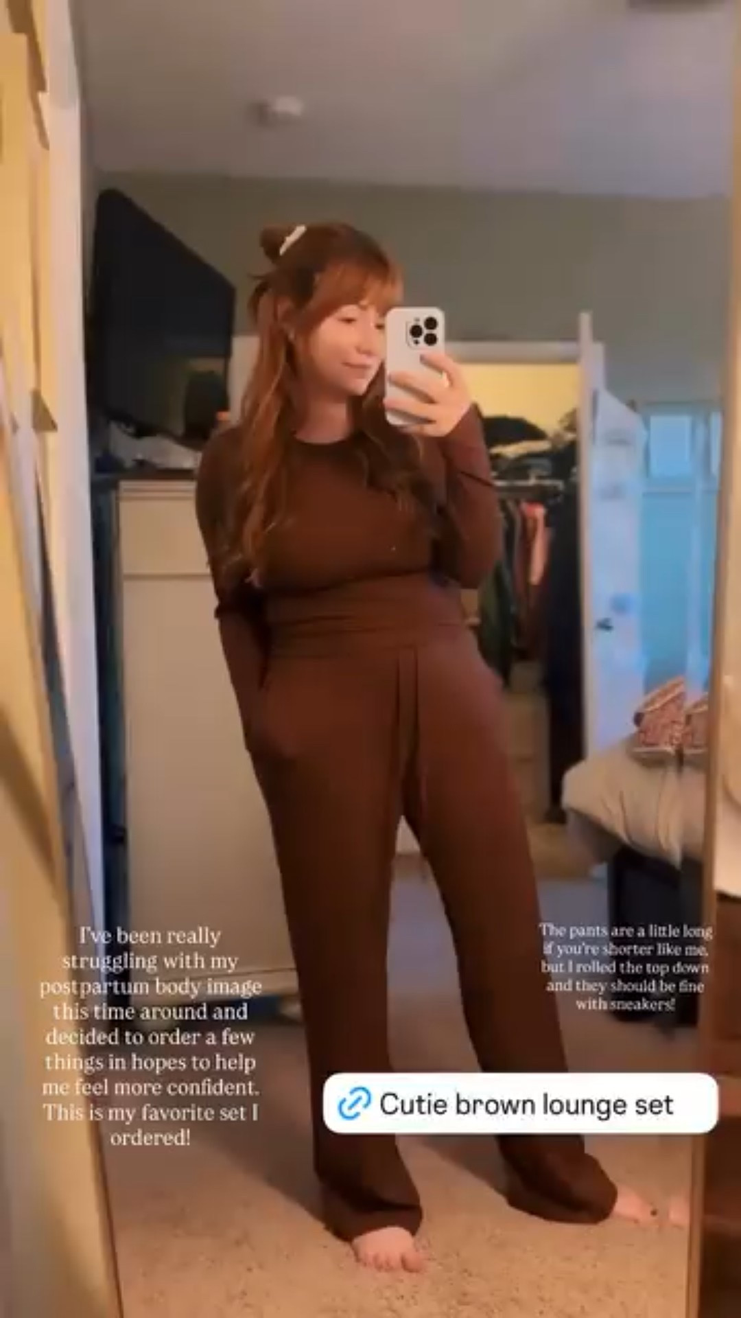 I’ve been really struggling with my postpartum body image this time around and decided to order a few things in hopes to help me feel more confident. This is my favorite set I ordered!  The pants are a little long if you’re shorter like me, but I rolled the top down and they should be fine with sneakers!