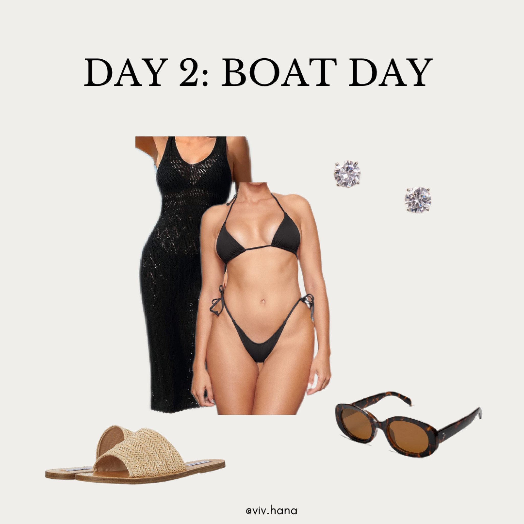 Bachelorette boat day: black string bikini top, black string bikini bottoms, Amazon Fashion black crochet coverup dress, Steve Madden raffia slide sandals, Amazon Fashion vintage sunglasses, Blake cz studs 

#LTKtravel #LTKparties #LTKwedding