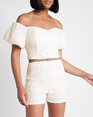 Off The Shoulder Sequin Lace Cropped Top | Express