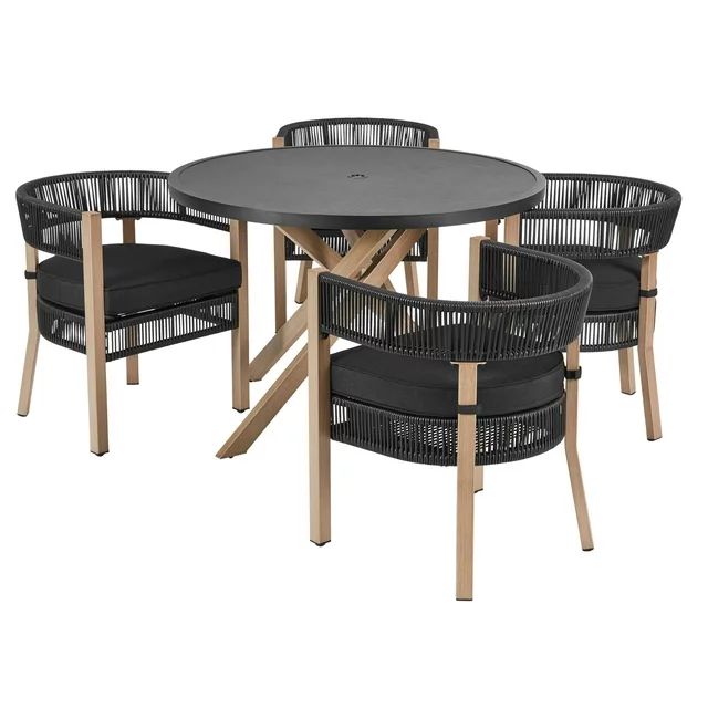 Better Homes & Gardens Tarren 5-Piece Outdoor Dining Set, Black | Walmart (US)