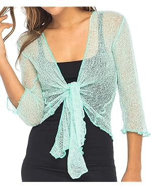 Back From Bali Womens Sheer Shrug Cardigan Lightweight Knit | Amazon (US)