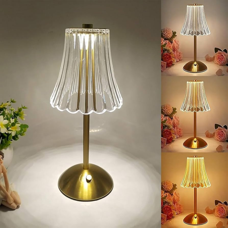 Crystal Table Lamp, Dimmable 3 Colors LED Romantic Diamond Crystal Lamp, Rechargeable Touch Lamp ... | Amazon (UK)