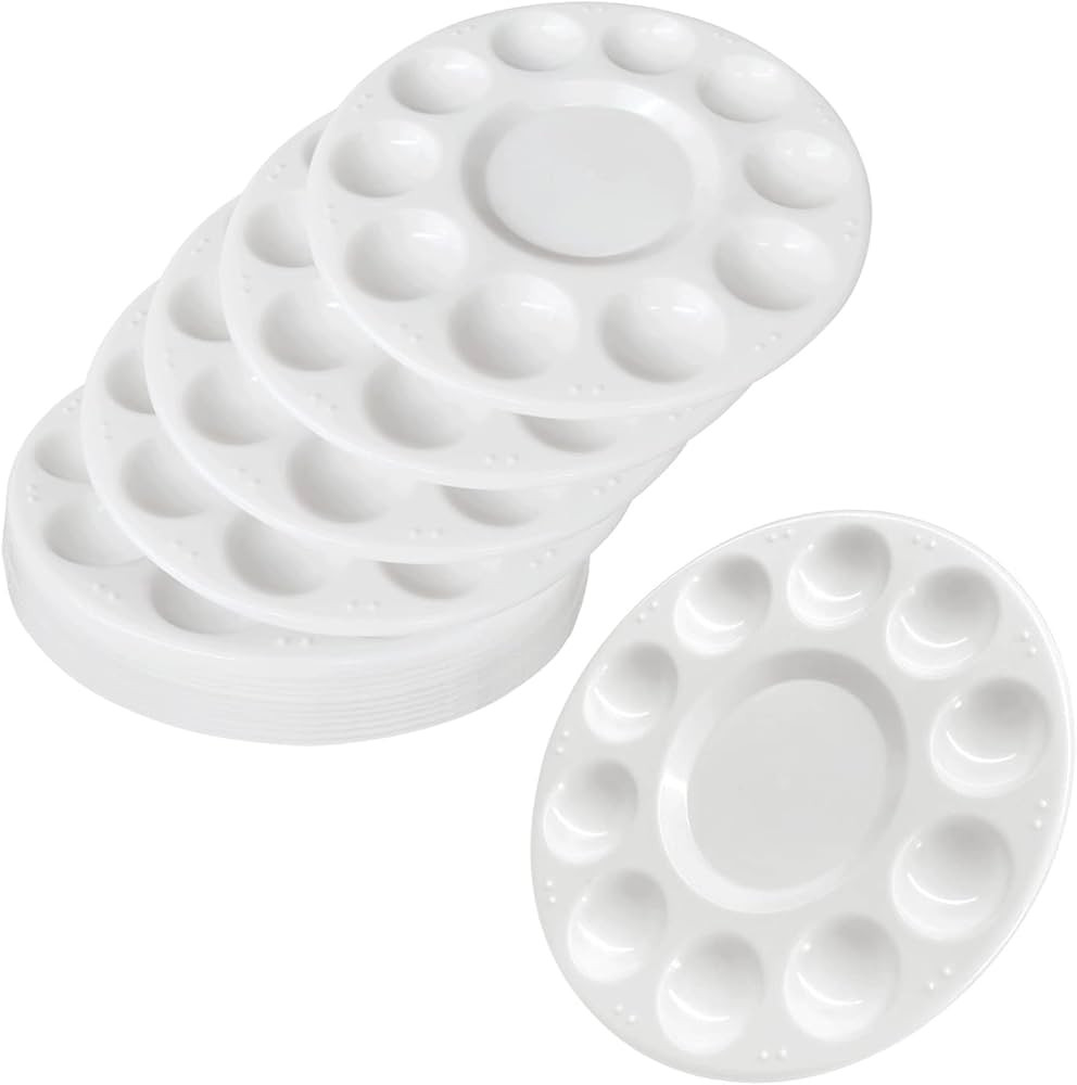 15 Pack Paint Tray Palettes for Kids, Plastic White Palettes for Students, Paint Holder, Paint Su... | Amazon (US)