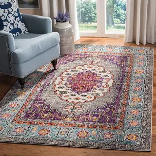 Safavieh Monaco Bertfriede Distressed Boho Rug (4' x 5'7" - Violet/Light Blue) | Bed Bath & Beyond