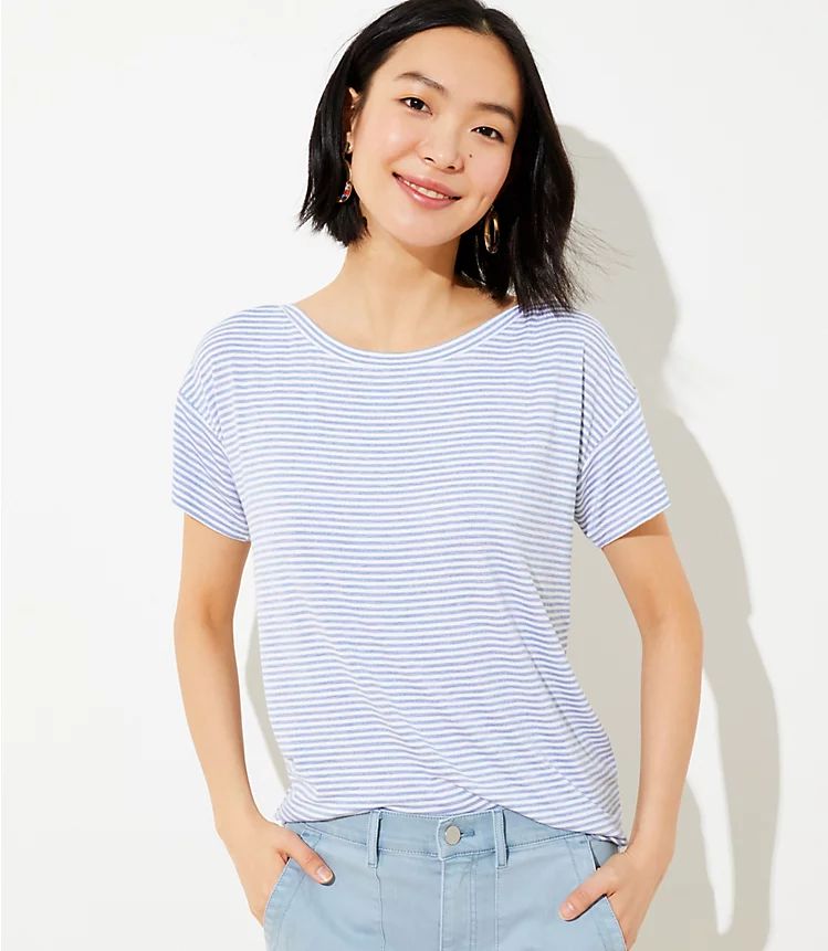 Striped Drop Shoulder Tee | LOFT | LOFT