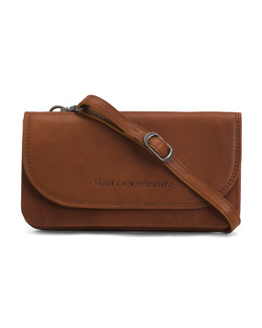 Made In Italy Leather Triple Compartment Crossbody Wallet | TJ Maxx