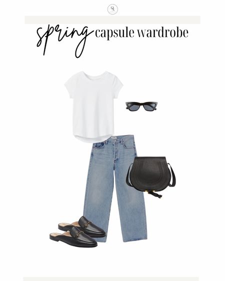 Jean’s and a tshirt outfit idea from the spring capsule 

The Spring Capsule Wardorbe is here! 18 pieces to make getting dressed easy, decrease decision fatigue and reduce your mental load this spring. All at a modest price point with all items including trench under $150.

1. Basic white tshirt
2. Cashmere sweater
3. Striped sweater
4. White button down
5. Black denim
6. Cream pants (not shown but linked)
7. Wide leg denim
8. Black blazer
9. Trench coat
10. Black mules
11. Cognac sandals
12. Black sling backs
13. Sneakers
14. Chain necklace
15. Black purse 
16. Black crossbody (not shown)
17. Cognac tote
18. Sunglasses

spring outfits, spring capsule, what to wear for spring, spring outfits for women, travel spring outfits, spring essentials, sprint closet essentials, spring wardrobe essentials

#LTKSpringSale #LTKSeasonal