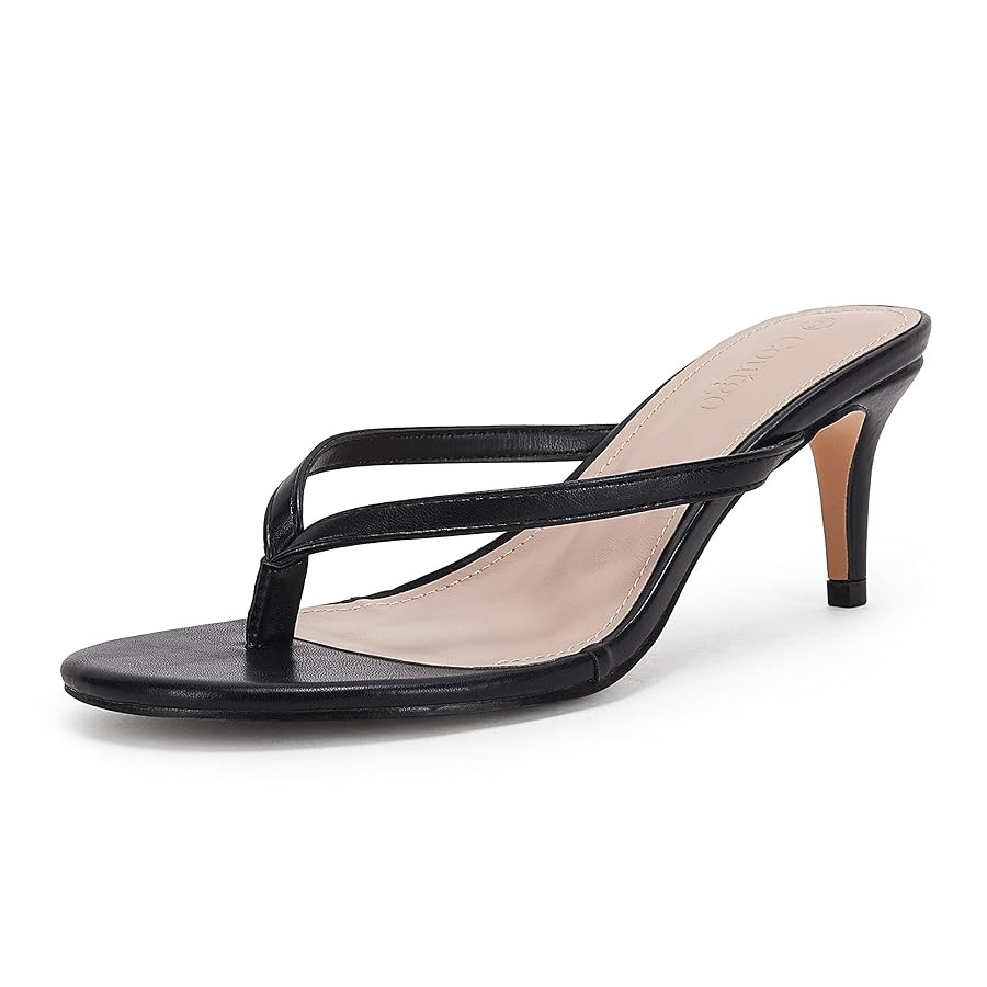 Coutgo Women's Kitten Heel Flip Flops Slip On Thong Slide Sandals Comfortable Summer Beach Shoes | Amazon (US)