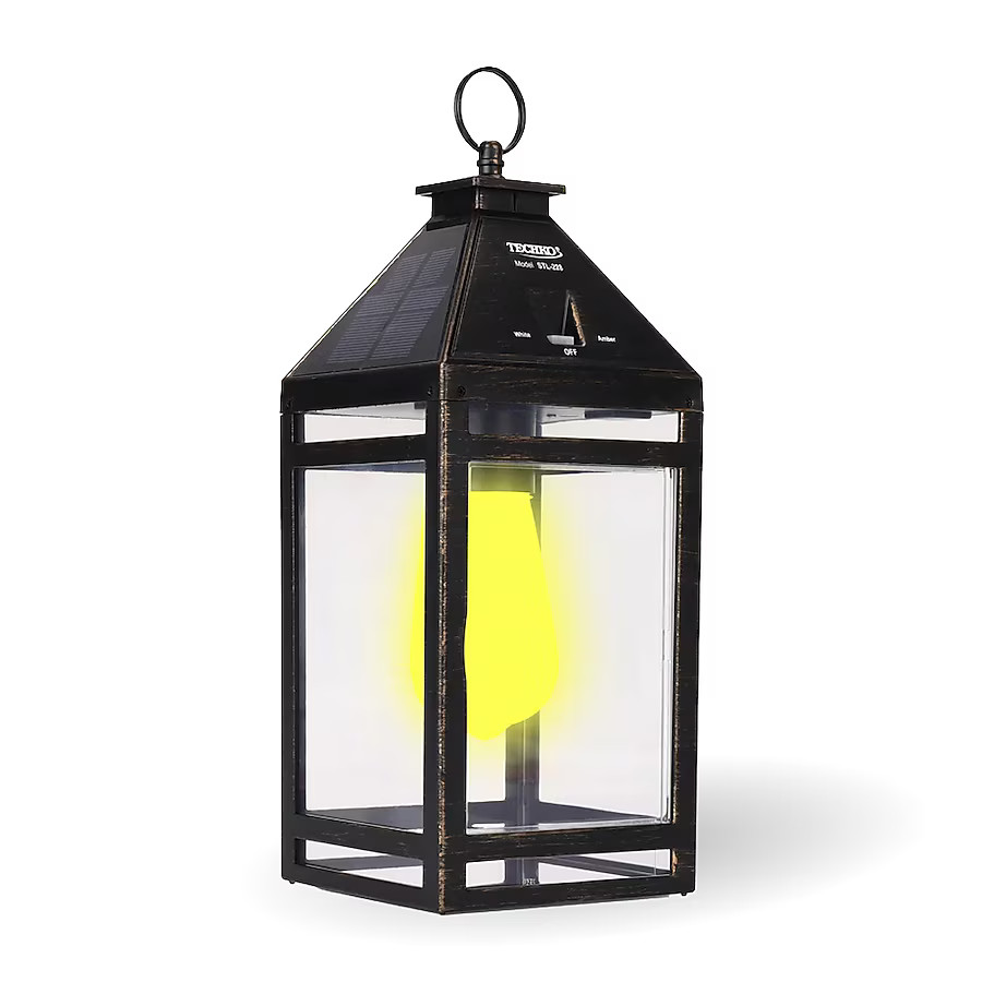 TECHKO Outdoor Solar Hanging Lantern Vintage Edison Bulb 138 -Lumens 0.4 -Watt Black Solar LED Ou... | Lowe's