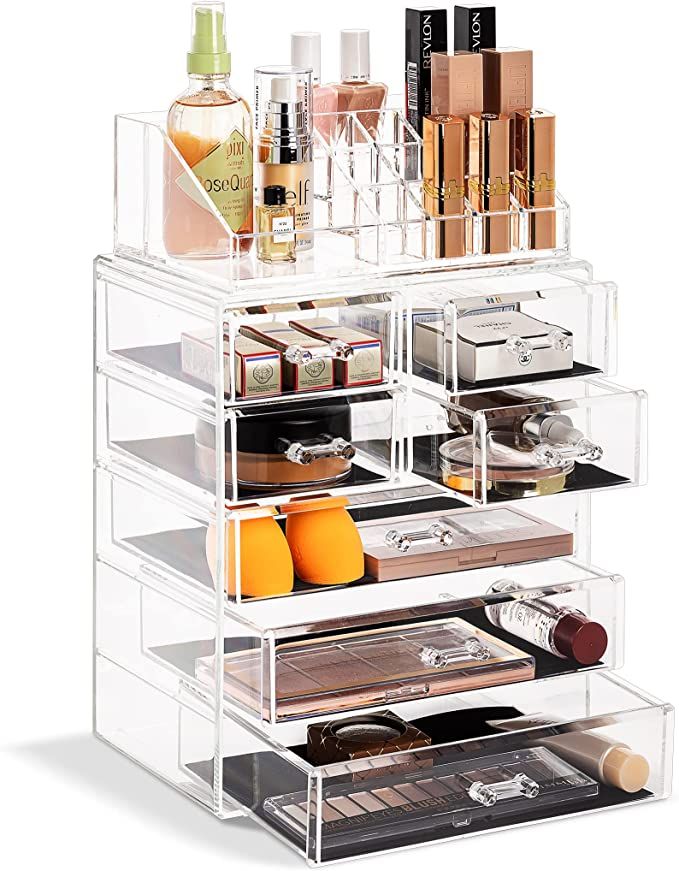 Sorbus Clear Cosmetic Makeup Organizer - Make Up & Jewelry Storage, Case & Display - Spacious Des... | Amazon (US)