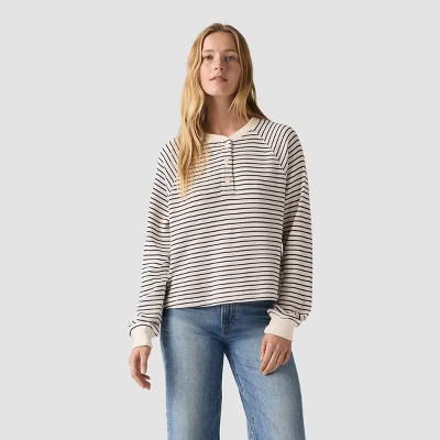 Levi's® Women's Lassen Henley Shirt - Stripe Gardenia XS | Target