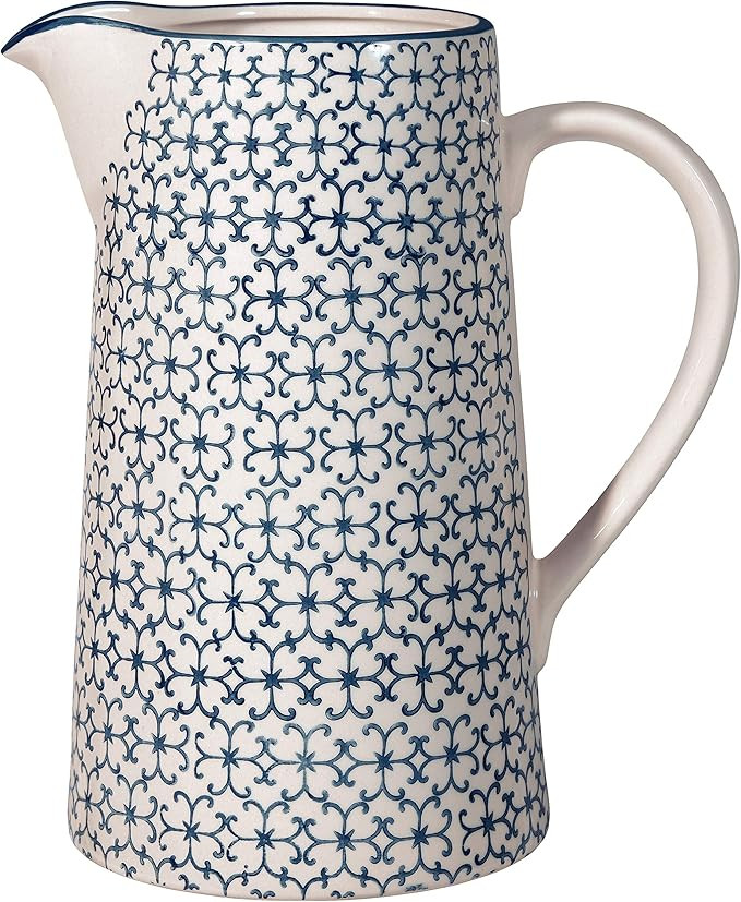 Bloomingville Ceramic Pitcher with Handle Kristina - Jug for Water, Juice, Milk Dia 5.25'' H 8.75... | Amazon (US)