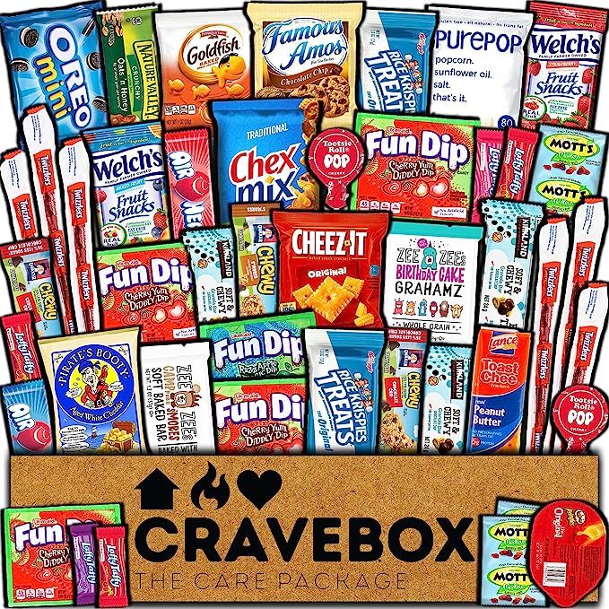 CRAVEBOX Snacks Box Variety Pack Care Package (45 Count) Christmas Treats Gift Basket Boxes Pack ... | Amazon (US)