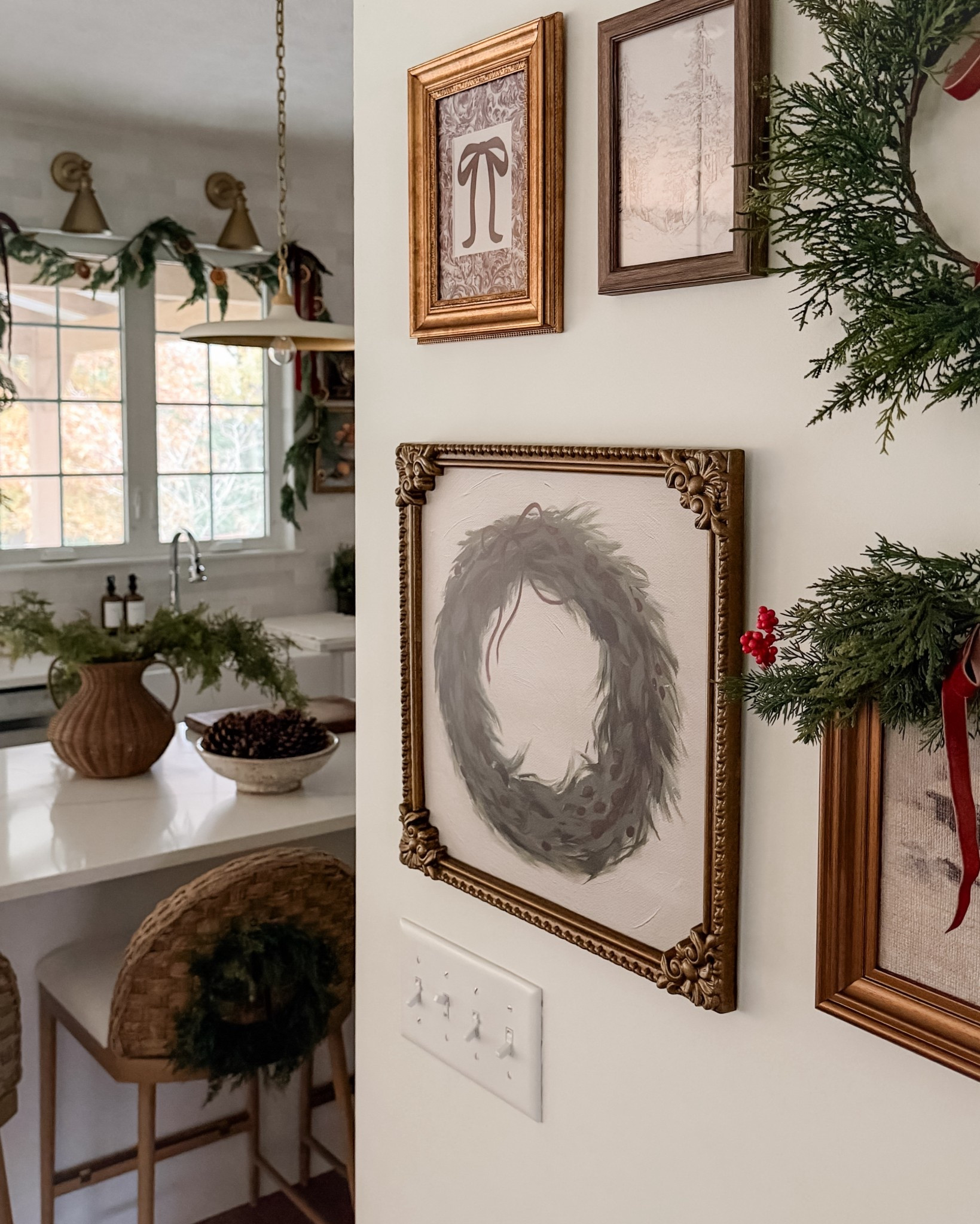 Am I crazy for hanging a holiday gallery wall? Yes. Am I obsessed with it and this view into the kitchen? Also yes. 

#LTKHome #LTKHoliday #LTKFindsUnder50